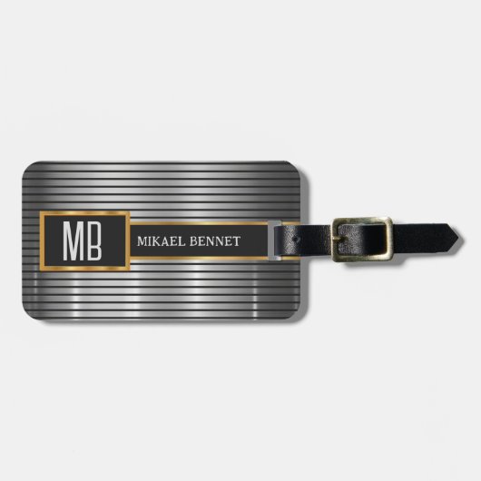 Uitvoerende stijl van een muurmonogram - zilvermet bagagelabel (Voorkant horizontaal)