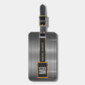 Uitvoerende stijl van een muurmonogram - zilvermet bagagelabel (Voorkant verticaal)