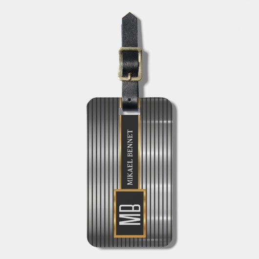 Uitvoerende stijl van een muurmonogram - zilvermet bagagelabel (Voorkant verticaal)