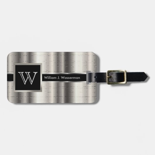 Uitvoerende stijl van een muurmonogram - zilvermet bagagelabel (Voorkant horizontaal)