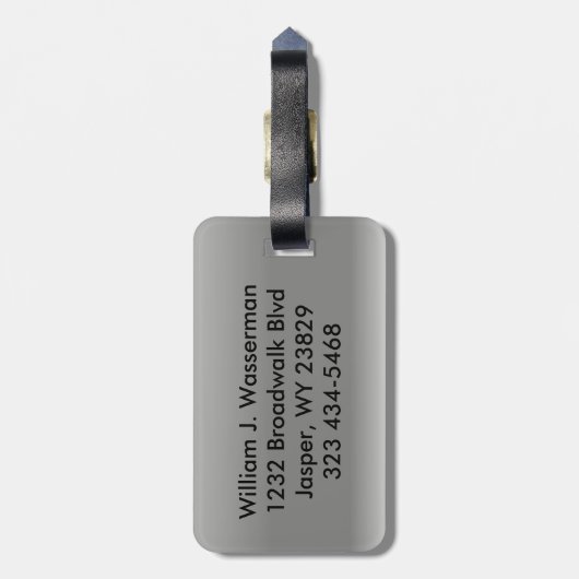 Uitvoerende stijl van een muurmonogram - zilvermet bagagelabel (Achterkant verticaal)