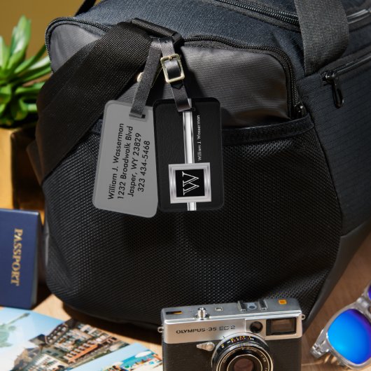 Uitvoerende stijl van een muurmonogram - zwart led bagagelabel (Voorkant /achterkant)