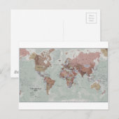 Uitvoerende Wereldkaart Briefkaart (Voorkant / Achterkant)