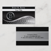 Uitvoerende Zwart en verzilvert het Monogram van | Visitekaartje (Voorkant / Achterkant)