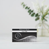 Uitvoerende Zwart en verzilvert het Monogram van | Visitekaartje (Staand voorkant)
