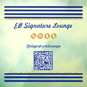 Uitvoerige marineblauwe strepen & gouden QR-code Raamsticker (Vel 3)