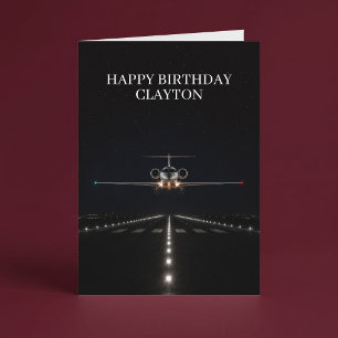 Uitvoering Luxe Jet Aankomst Na Uren Verjaardag Kaart