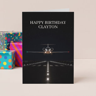Uitvoering Luxe Jet Aankomst Na Uren Verjaardag Kaart