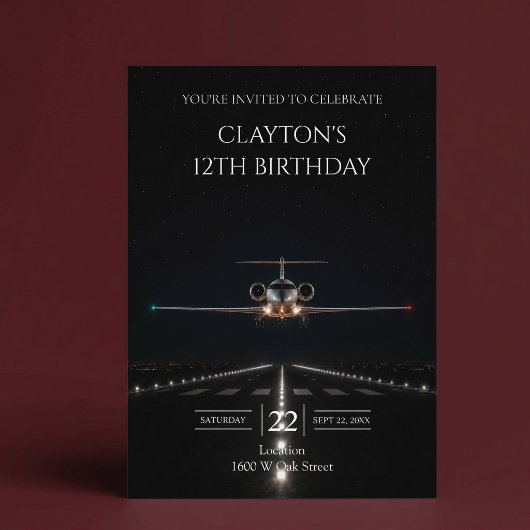 Uitvoering Luxe Jet Aankomst Verjaardagsfeest Kaart