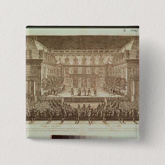Uitvoering van de opera "Alceste" Vierkante Button 5,1 Cm (Voorkant)