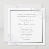 Uitvoortreffelijke Baroque Silver Rol Witte Uitnod Kaart (Achterkant)