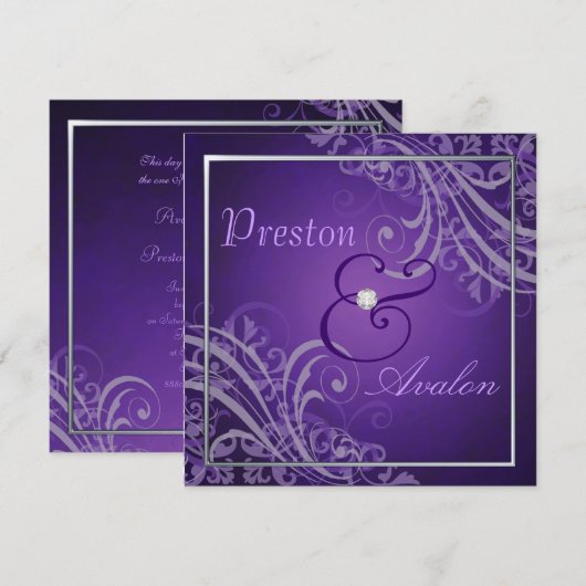 Uitvoortreffelijke Paarse uitnodiging tot scrollen (Voorkant / Achterkant)