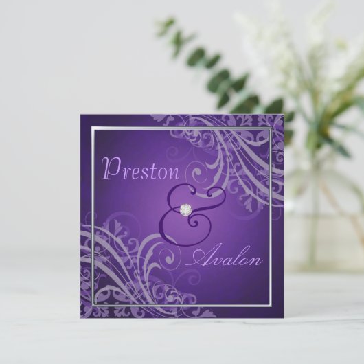 Uitvoortreffelijke Paarse uitnodiging tot scrollen (Staand voorkant)