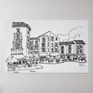 Uitwendige mijnbouw   Gordes, Zuid-Frankrijk Poster