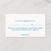 Uitwerkbare tandheelkundige Benoeming en Visitekaartje (Achterkant)