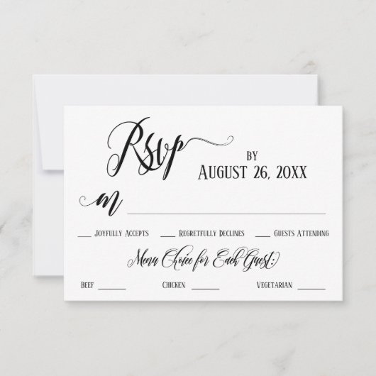 Uitwerken Bloeit RSVP-kaart met menukeuzes RSVP Kaartje (Voorkant)