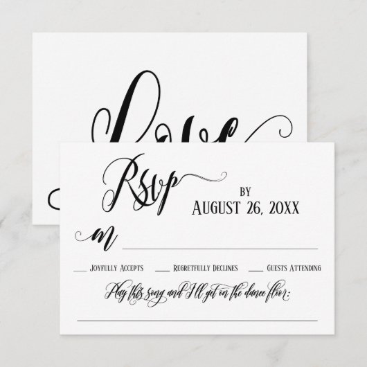 Uitwerken Bloeit Script RSVP Card Song Aanvraag (Voorkant / Achterkant)