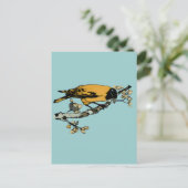 Uitwerking van gele  vogelillustratie briefkaart (Staand voorkant)