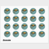Uitwerking van gele  vogelillustratie ronde sticker (Vel)
