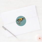 Uitwerking van gele  vogelillustratie ronde sticker (Envelop)