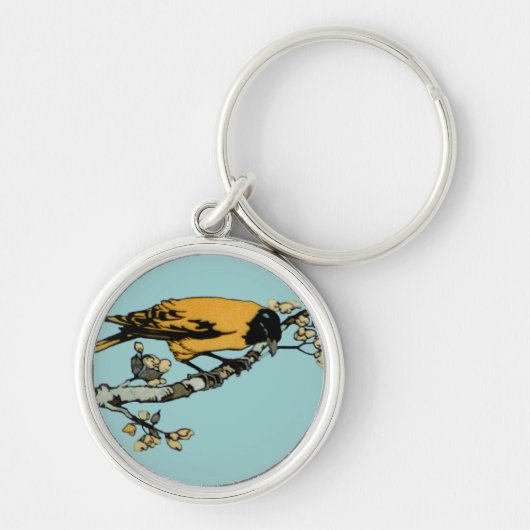 Uitwerking van gele  vogelillustratie sleutelhanger (Voorkant)