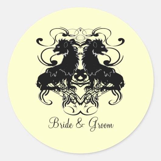 Uitwerking van  leeuwen met wervelkolommen ronde sticker (Voorkant)