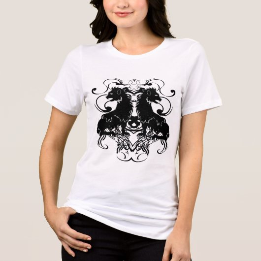 Uitwerking van  leeuwen met wervelkolommen Tri-Blend shirt (Voorkant)