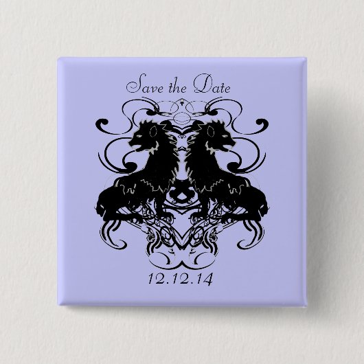 Uitwerking van leeuwen met wervelkolommen vierkante button 5,1 cm (Voorkant)