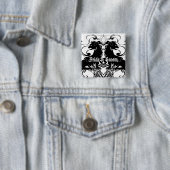 Uitwerking van leeuwen met wervelkolommen vierkante button 5,1 cm (In situ)