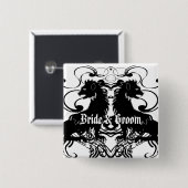 Uitwerking van leeuwen met wervelkolommen vierkante button 5,1 cm (Voorkant /achterkant)