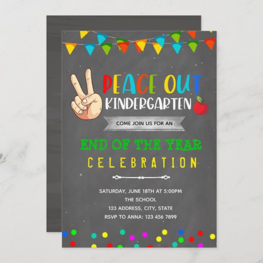 Uitzending "Peace Out"-kinderen Kaart (Voorkant / Achterkant)