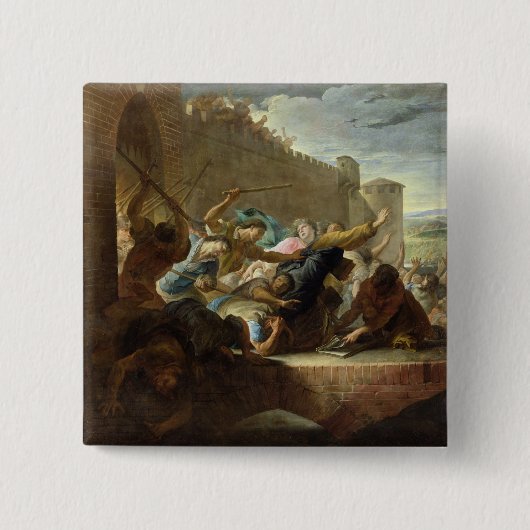 Uitzetting van de Huguenots Vierkante Button 5,1 Cm (Voorkant)