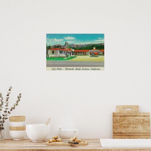 Uitzicht aan de buitenkant van de Golf van Motel,  Poster (Keuken)