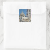 Uitzicht aan de buitenkant van de kade vierkante sticker (Tas)
