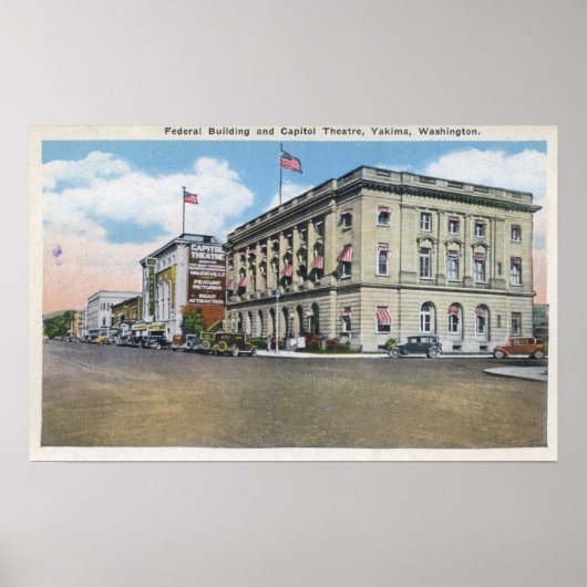 Uitzicht aan de buitenkant van Federal Bldg, Capit Poster (Voorkant)