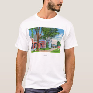Uitzicht aan de buitenkant van het geheel van vere t-shirt
