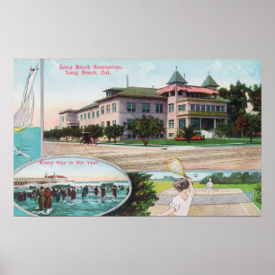 Uitzicht aan de buitenkant van het sanitarium voor poster