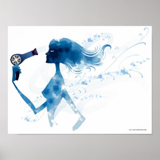 Uitzicht aan de zijkant van de vrouw om lang haar poster