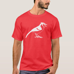 Uitzicht aan de zijkant van een Blue Jay Bird Silh T-shirt