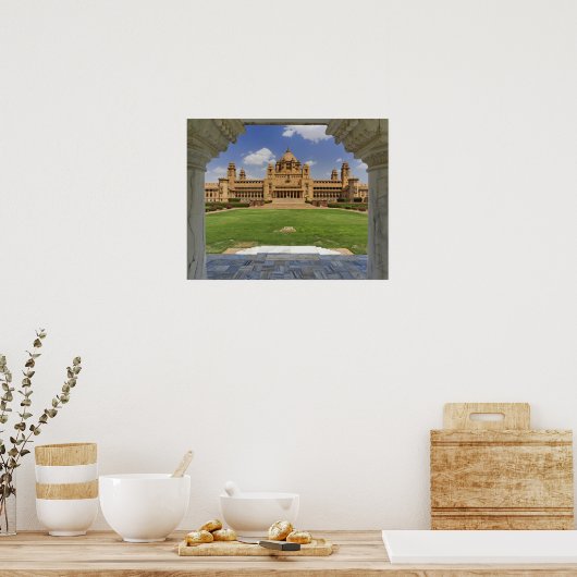 Uitzicht achterin van het hotel Umaid Bhawan Palac Poster (Keuken)