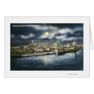 Uitzicht Albany Skyline bij nacht