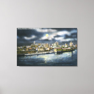 Uitzicht Albany Skyline bij nacht Canvas Afdruk