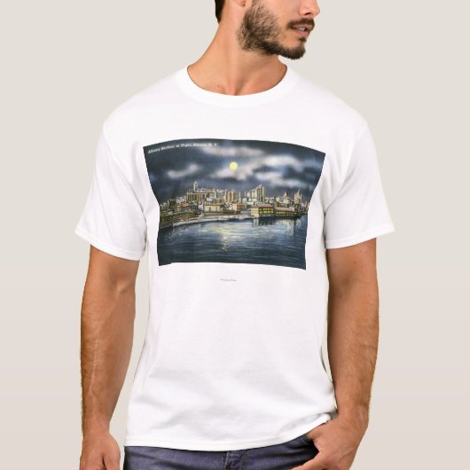 Uitzicht Albany Skyline bij nacht T-shirt (Voorkant)