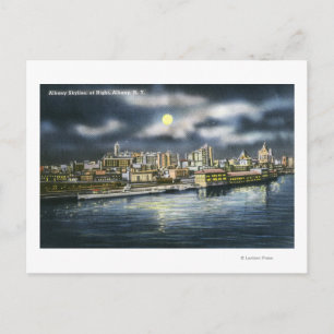 Uitzicht Albany Skyline in Night Briefkaart