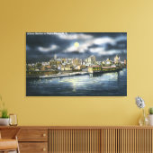 Uitzicht Albany Skyline in Night Canvas Afdruk (Insitu (Woonkamer))