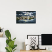 Uitzicht Albany Skyline in Night Poster (Thuiskantoor)
