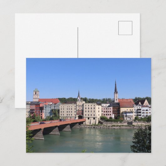 Uitzicht Altstadt Wasserburg vanaf de Zuideroever Briefkaart (Voorkant / Achterkant)