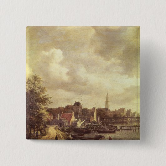 Uitzicht Amsterdam Vierkante Button 5,1 Cm (Voorkant)