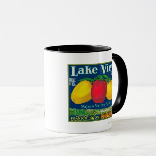 Uitzicht Apple Label meer - Watsonville, CA Mok (Voorkant rechts)