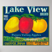 Uitzicht Apple Label meer - Watsonville, CA Poster (Voorkant)
